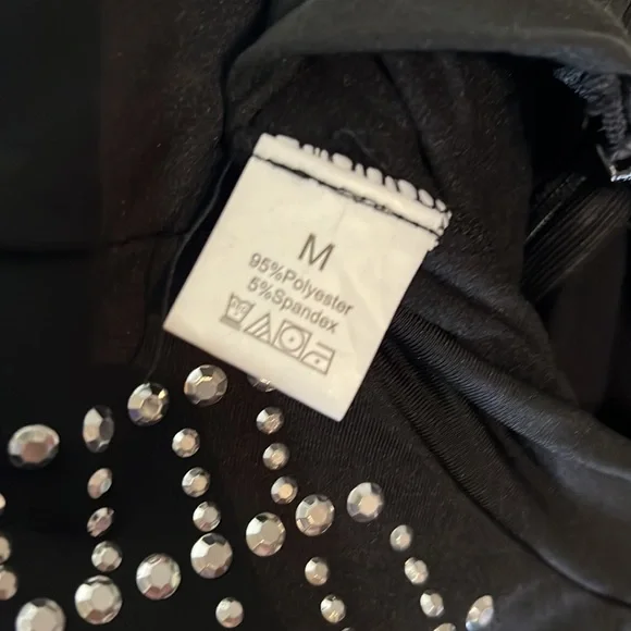 Women’s Black and Silver Bodycon Dress Medium - Picture 3 of 5